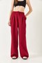 Women's Burgundy Wide Leg Masculine Woven Trousers 60271019 - 3