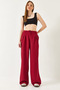 Women's Burgundy Wide Leg Masculine Woven Trousers 60271019 - 4