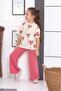 Spanish Leg Leggings Pants Heart Printed Oversize Tshirt Girls' Bottom Top Set - 2