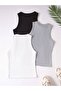 Women's 3-Pack Cotton Body-Stick Corded Round Sleeveless Crew Neck Crop Undershirt - 2