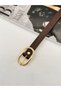 Bitter Brown Long Oval Buckle Gold Women's Belt Trouser Belt Dress Belt Shirt Belt Coat Belt