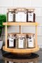 10-Piece Natural Wood Vacuum Lid Rotating Stand Labeled Spice Dispenser Set Glass Jar Set 300ml - 3