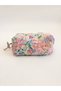 Pink Lilac Floral Makeup Bag Large Size Zippered Portfolio Bag - 2