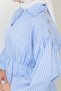 Women's Baby Blue White Striped Satin Hijab Shirt with Elastic Waist - 7