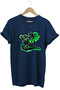Racing Motorcycle Printed Front Lifter Biker 100% Cotton Regular Fit Crew Neck Navy Blue T-Shirt