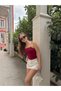 Women's Burgundy Rope Strap Knitted Bustier Hzl24S-Zk12001 - 2