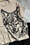 Boy's Black Pencil Wolf and Text Printed Brown T-Shirt Tracksuit Set - 4