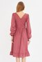 Dusty Rose Midi Velvet Dress - U-Neck, Zip Back and Elastic Waist Arm-25K 001103 - 5