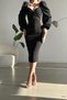 Black Princess Sleeve Slit-Detail Sweetheart Neck Midi Length Dress - 2