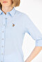 Women's Light Blue Linen Look Long Sleeve Basic Shirt 50262873-Vr003 - 7