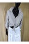 Italian Linen Mother of Pearl Button Tie up Shirt Blouse - 2