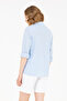 Women's Light Blue Linen Look Long Sleeve Basic Shirt 50262873-Vr003 - 5