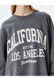 Embroidered Oversize Sweatshirt College Printed Crew Neck Long Sleeve - 5