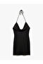 Lined Halter Slim Fit Degaje Neckline Mini Tulle Rhinestone Dress - 2