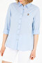 Women's Light Blue Linen Look Long Sleeve Basic Shirt 50262873-Vr003 - 6