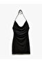 Lined Halter Slim Fit Degaje Neckline Mini Tulle Rhinestone Dress