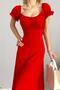 Red Madonna Collar Ayrobin Dress - 2