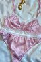 Women's Underwire Lace Unassisted Pink Satin Lingerie Bra Set Underwear Set - 2