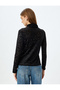 Leopard Print Semi-Transparent Velvet Body Stand Collar Long Sleeve Slim Fit - 4