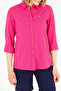 Women's Fuchsia Linen Look Long Sleeve Basic Shirt 50262873-Vr023 - 6