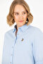 Women's Light Blue Linen Look Long Sleeve Basic Shirt 50262873-Vr003 - 3