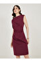 Fold Pleat Sleeveless Sheath Knee Length Dress - 5