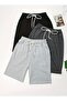 3-Piece Gray-Anthracite-Black Comfortable Fit Soft Fabric Summer Shorts with Elastic Waist Pockets
