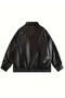 Men's Oversize Black Bomber Leather Jacket - 3