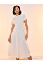 Bow Accent Round Neck A-Line Midi Dress - 5