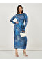 Tie and Dye Print Long Sleeves Bodycon Maxi Dress - 3