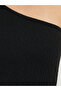 One Shoulder Neck Textured Bodycon Knee Length Dress - 3