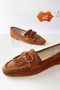 Women's Genuine Leather Tasseled Suede Loafer - 5