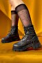Women's Parachute Fabric Quilted Detailed Boots