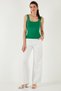 Cotton Standard Fit High Waist Wide Leg Pants Pants 668Yp5193 - 5