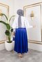 Women's Hijab Clothing and Leather Look Pleated Long Skirt with Elastic Waist Detail - 2