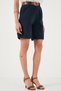 Cotton Relaxed Fit High Waist Belt Gabardine Short Shorts 668Yp4710 - 6