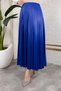 Women's Hijab Clothing and Leather Look Pleated Long Skirt with Elastic Waist Detail