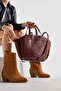Claret Red Shopper Women's Tote Hand and Shoulder Strap Bag - 4