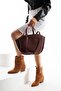 Claret Red Shopper Women's Tote Hand and Shoulder Strap Bag - 5