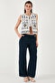 Relaxed Fit Regular Waist Wide Leg Double Pockets Linen Pants Pants 668Yp4991 - 4