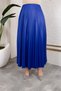 Women's Hijab Clothing and Leather Look Pleated Long Skirt with Elastic Waist Detail - 5