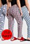 3 Pack Two Yarn Fabric Ribbon Waist Detail Printed Women's Sleepwear Bottom Pack Without Pockets