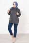 Kangaroo Pocket Hijab Sweatshirt Dark Gray - 3