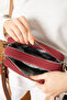 Women's Burgundy Tan Cross Strap 2 Compartment Box Mini Shoulder and Hand Bag Pbu5024 - 3