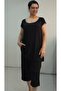 Black Black and White Piping Detailed Low Sleeve under Pocket Capri Length Combed Cotton Viscose Timing - 6