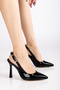 Rissoli Women's Black Patent Leather Buckle Heels