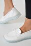 Posyer sole studded moccasin genuine leather shoes white skin - 4