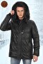 Men's Genuine Lambskin Winter Parka Hooded Fur Leather Coat Puffer Jacket Real Leather Coat - 2