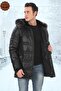 Men's Genuine Lambskin Winter Parka Hooded Fur Leather Coat Puffer Jacket Real Leather Coat - 3