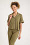 90% Cotton 10% Lycra Fat Green Color Premium Quality Women's Short Sleeve Pajamas Set - 5
